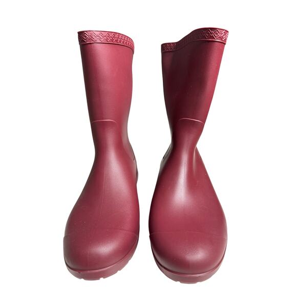 Women’s UGG Red Rubber Rain Boots Sz 9 with Lamb Fur Soles New - Picture 2 of 9
